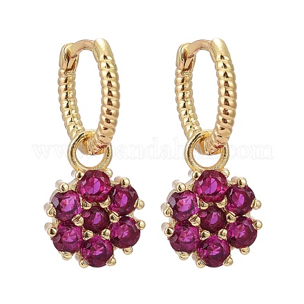 Серьги-кольца из латуни с микро-паве из фианита EJEW-K083-25G-C-1