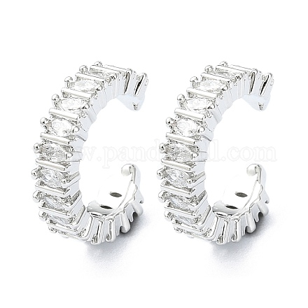 Серьги-каффы из латуни с микропаве и кубическим цирконием EJEW-C086-10P-1