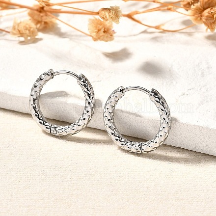 Серьги-кольца из нержавеющей стали марки 304 с рифлением и защитой от потемнения X-EJEW-M218-01B-P-1