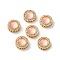 Brass Micro Pave Cubic Zirconia Multi-Strand Links, with Resin Imitation Pink Opal, Flat Round, Cadmium Free & Nickel Free & Lead Free, Real 18K Gold Plated, Pearl Pink, 10x5.5mm, Hole: 1.2mm