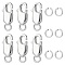 6Pcs 925 Sterling Silver Lobster Claw Clasps, with 925 Stamp, with 6Pcs Open Jump Rings, Silver, 10.5mm, Hole: 1mm