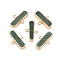 Natural Green Aventurine Connector Charms, Rectangle Links with Golden Tone Brass Edged, 25x15~16x5~6mm, Hole: 1.8mm