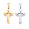 304 Stainless Steel Pendants, Cut-Out, with Hollow, Cross, Mixed Color, 27x18x2.2mm, Hole: 8x4mm
