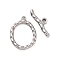 Non-Tarnish 304 Stainless Steel Toggle Clasps, Wavy Oval, Stainless Steel Color, Oval: 28x20.5x2.5mm, Hole: 1.8mm, Bar: 27x8.5x3.5mm, Hole: 2mm