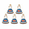 Eco-Friendly Alloy Enamel Pendants, Cadmium Free & Lead Free & Nickel Free, Light Gold, Goldfish, Steel Blue, 20x14x1.5mm, Hole: 1.4mm