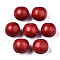 Spray Painted Natural Wood Beads, Macrame Beads Large Hole, Lead Free, Round, FireBrick, 16x14mm, Hole: 4mm, about 800pcs/1000g