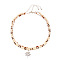 Alloy Sun Pendant Natural Coconut & Glass Seed Beaded Double Layer Necklaces, Platinum, 18.11 inch(46cm), 2pcs/set