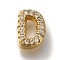 Rack Plating Brass Micro Pave Clear Cubic Zirconia Beads, Long-Lasting Plated, Cadmium Free & Lead Free, Real 18K Gold Plated, Letter D, 8x6x3mm, Hole: 0.8mm
