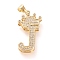Brass Micro Pave Cubic Zirconia Pendants, Long-Lasting Plated, with Snap on Bail, Letter.J with Crown, Real 18K Gold Plated, Clear, Letter.J, J: 28x14x4mm, Hole: 3x4mm