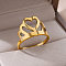 Personality Special-Interest 304 Stainless Steel Finger Rings for Women, Golden, Crown, Inner Diameter: 18mm