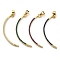 Brass with Cubic Zirconia Pendants, Long-Lasting Plated, Lead Free & Cadmium Free, Real 18K Gold Plated, Bent Stick, Mixed Color, 37.5x13x2.5mm, Hole: 4.5x3.2mm