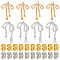DIY Jewelry Making Finding Kit, Including Bowknot Brass Micro Pave Clear Cubic Zirconia Pendants & Stud Earring Findings, Ear Nuts, Real Gold Plated & Real Platinum Plated, 112Pcs/box