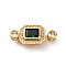 Brass Micro Pave Cubic Zirconia Box Clasps, Cadmium Free & Nickel Free & Lead Free, with Glass, Rectangle, Real 18K Gold Plated, 22x10.5x8mm