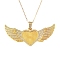 Alloy Pendant Cabochon Settings, with Rhinestone, Lead Free & Nickel Free, Heart with Wing, Golden, Crystal, Tray: 26.5x32.5mm, 47.5x107.5x6mm, Hole: 15mm