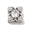 Brass Micro Pave Clear Cubic Zirconia Beads, Cadmium Free & Nickel Free & Lead Free, Flower, Platinum, 9x9x6mm, Hole: 1.6mm