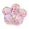 Round Lampwork Beads, Plum Flower Petal Pattern, with Hole, Pink, 12mm, Hole: 1.8mm