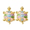 304 Stainless Steel Enamel Big Pendants, Sea Turtle Charm, PVD Vacuum Plating, Real 18K Gold Plated, Colorful, 57x35.5x8.5mm, Hole: 1.6mm