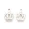 Tarnish Resistant 201 Stainless Steel Pendants, Crown, Stainless Steel Color, 13.5x10.5x1mm, Hole: 1.5mm
