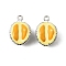 Brass Enamel Pendants, Cadmium Free & Nickel Free & Lead Free, Real Platinum Plated, Fruits, Durian, 16x11.5x8mm, Hole: 1.4mm