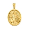 Ion Plating(IP) 304 Stainless Steel Pendants, Oval with Saint Charm, Golden, 35.5x26x4mm, Hole: 9.5x5mm