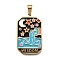 Tarot 304 Stainless Steel Enamel Pendants, Ion Plating(IP), Real 18K Gold Plated, Moon, 32x19.5x2mm, Hole: 7x3.5mm