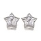 Brass Micro Pave Clear Cubic Zirconia Shank Buttons, Star, Platinum, 18x17x7mm, Hole: 1.2mm