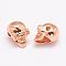 Brass Beads, Cadmium Free & Nickel Free & Lead Free, Skull, Rose Gold, 12x8.5x9mm, Hole: 2mm