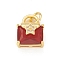 Rack Plating Brass Micro Pave Clear Cubic Zirconia Charms, with Jump Rings, Cadmium Free & Lead Free, Long-Lasting Plated, Envelope Handbag with Star Charm, Real 18K Gold Plated, FireBrick, 12.5x9.5x7.5mm, Hole: 3mm