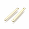 Brass Links Connectors, Rectangle, Nickel Free, Real 18K Gold Plated, 20x2x1mm, Hole: 1mm