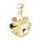 Brass Pendants, Clover Charms, Lead Free & Cadmium Free, Rack Plating, Long-Lasting Plated, Real 18K Gold Plated, 15x13x2mm, Hole: 4x2.5mm