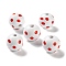 Printed Wood European Beads, Round with Dot Pattern, White, 20x18mm, Hole: 4mm