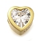 925 Sterling Silver Cubic Zirconia Beads, Heart, with 925 Stamp, Golden, Clear, 6.5x6.5x4.5mm, Hole: 1.5mm