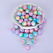 Printed Round Silicone Focal Beads, Colorful, 15x15mm, Hole: 2mm