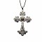 Vintage sparkling Alloy Rhinestone Cross Pendants Necklaces for Women, Platinum, 19.69 inch(50cm)