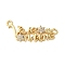 Brass Micro Pave Clear Cubic Zirconia Links, Word Connector Charms, Cadmium Free & Lead Free, Real 18K Gold Plated, 14x30.5x3.5mm, Hole: 1.8mm and 2mm