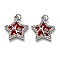 Brass Clear Cubic Zirconia Pendants, Long-Lasting Plated, with Enamel and Jump Ring, Star, Real Platinum Plated, 16x14.5x2.5mm