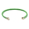 Stainless Steel Cuff Bangle Making, with Golden Tone Brass Finding, for Half Drilled Beads, Lime, Inner Diameter: 1-3/4x2-3/8 inch(4.6x6cm), Pin: 1mm