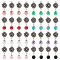 Glass Pearl & ABS Plastic Imitation Pearl Round Pendants and Tibetan Style Findings, Rose, Antique Silver, Mixed Color, 30mm, Hole: 2mm, 8pcs/set, 4 sets/box