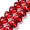 Electroplate Glass Beads Strands, Heart, Red, 12.2x15x8mm, Hole: 1mm, about 50pcs/strand, 23.62''(60cm)