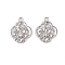 Brass Charms with Clear Glass, Flower, Real Platinum Plated, 14.5x12.5x4mm, Hole: 1.2mm