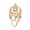 201 Stainless Steel Pendants, Solar Saturn Charm, Golden, 32.5x18x0.9mm, Hole: 1.6mm