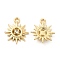 Rack Plating Alloy Rhinestone Pendants, Cadmium Free & Lead Free, Sun Charms, Light Gold, 17.5x15x2.5mm, Hole: 1.6mm