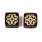 Natural Sandalwood Mala and Brass Finding Beads, Undyed, Square, 14.1x13.7~14x6~7mm, Hole: 1.8mm