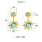 Vintage French Style Stainless Steel Hoop Earrings, with Synthetic Turquoise, Golden, Submarine, 35x18mm