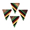 Jamaican Colour Epoxy Resin & Walnut Wood Pendants, Geometric Charms, Triangle, 36.5x30.5x3.5mm, Hole: 1.8mm