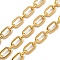 10M Ion Plating(IP) 304 Stainless Steel Oval Link Chains, Unwelded, with Spool, Real 18K Gold Plated, 10.5x6.5x1.3mm & 6.5x4x1.8mm, about 32.81 Feet(10m)/Roll
