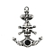 304 Stainless Steel Pendants, with Rhinestone, Anchor with Skull Charm, Antique Silver, 36.5x25.5x4.5mm, Hole: 2mm