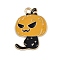 Halloween Alloy Enamel Pendants, Pumpkin, 24x18x1.2mm, Hole: 2mm