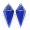 Watermelon Stone Glass Pointed Pendants, with Brass Findings, Bullet, Platinum, 38.5x16x14.5mm, Hole: 5x8mm