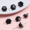 10Pcs Gradient Color Transparent Glass Bead Caps, Six-Petal Flowers, Orchid, Black, 12x7mm